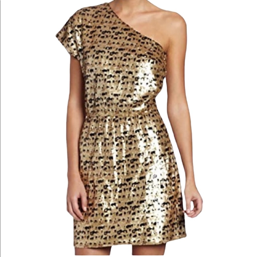 Trina Turk Asymmetrical Sequin Mini Dress